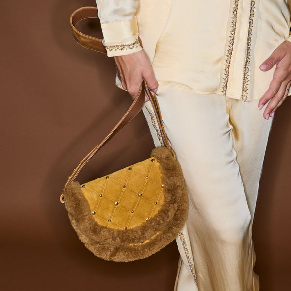 Sac Peau Lainée Victoria Cuivre et Ambre