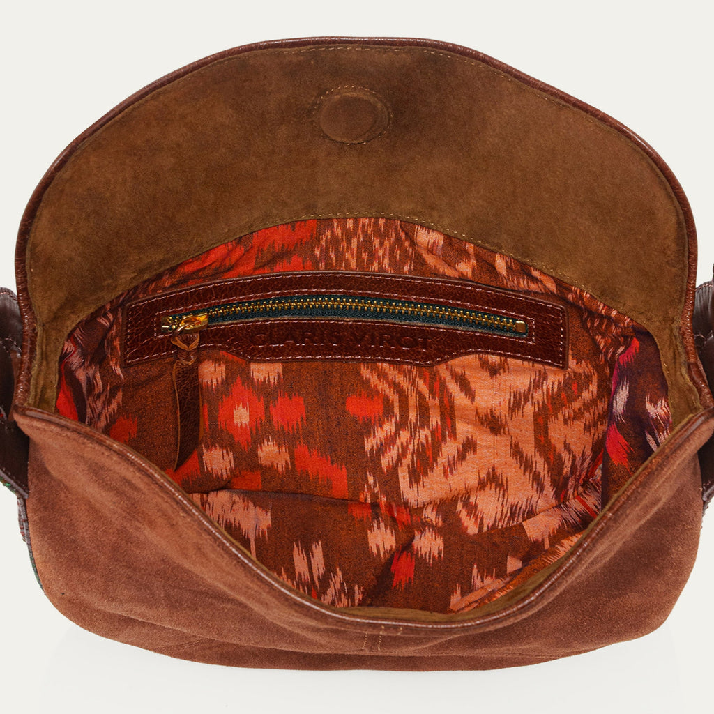 Sac Veau Velours & Python Estelle Cognac Oasis