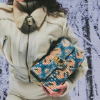 Sac Velours De Soie Big Ava Bleu Flocons De Neige