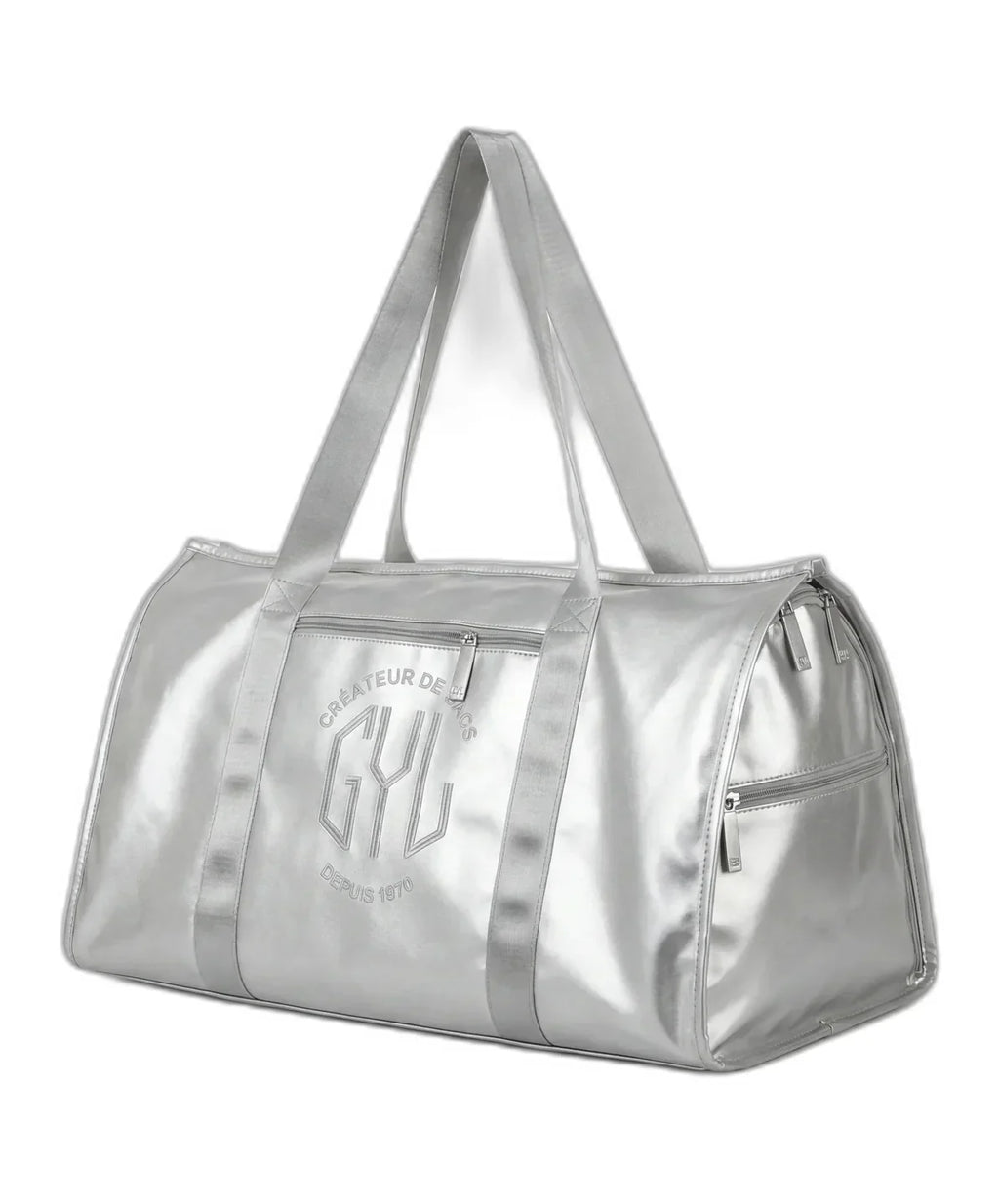 sac de voyage pliant argent GYL vue trois quarts 55 cm