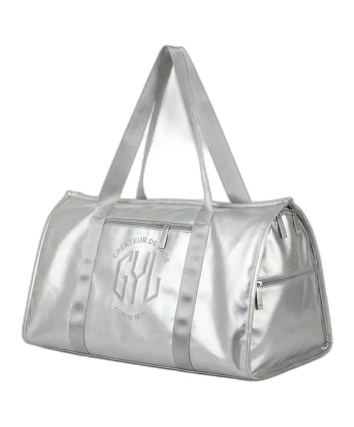 sac de voyage pliant argent GYL vue trois quarts 55 cm