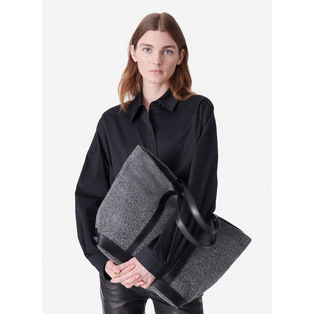 Cabas L En Feutre Et Sequins - Gris