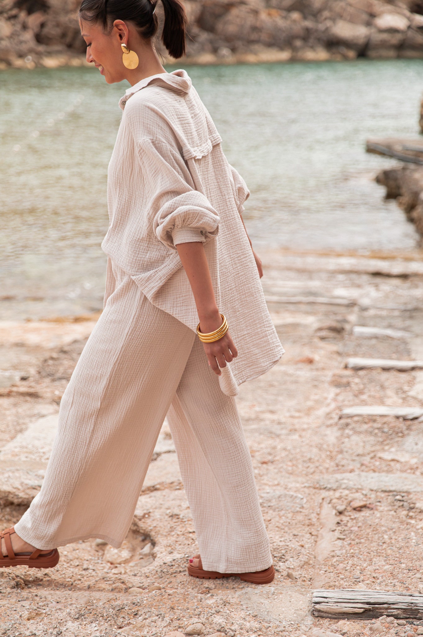 SAMI Beige - Chemise Gaze De Coton