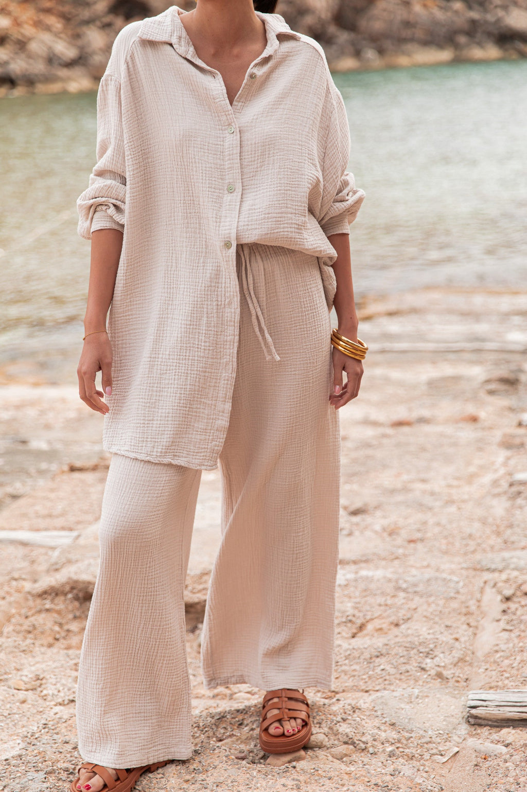 SAMI Beige - Chemise Gaze De Coton