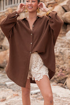 SAMI Chocolat - Chemise Gaze De Coton