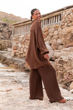 SAMI Chocolat - Chemise Gaze De Coton