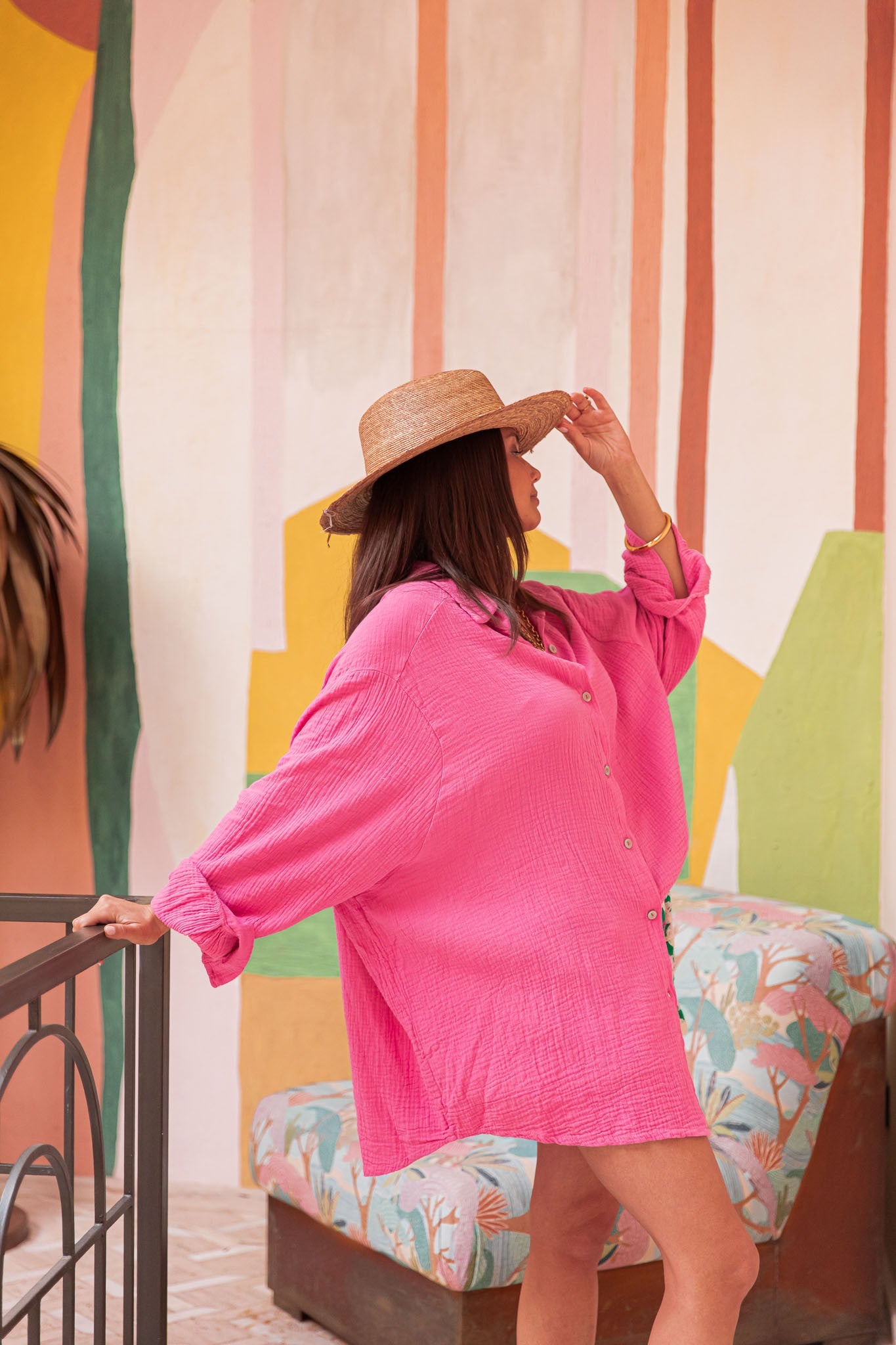 SAMI Fuchsia - Chemise Gaze De Coton
