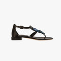 Coins Black Flat Ankle Toe Sandal