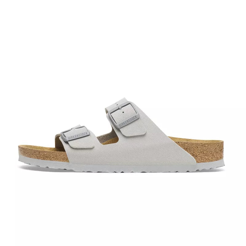 Sandales Homme Birkenstock Arizona Cuir Suede Étroite - Gris, Beige.