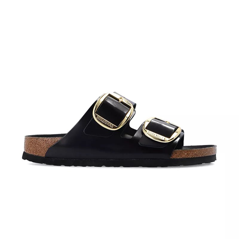 Sandales Arizona Big Buckle Étroite - Noir/Doree