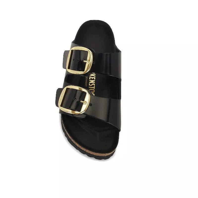 Sandales Arizona Big Buckle Étroite - Noir/Doree