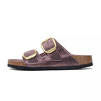 Sandales Arizona Big Buckle Cuir Étroite - Violet, Noir.