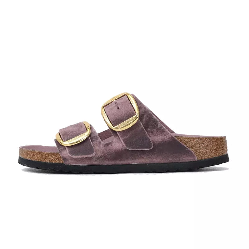 Sandales Arizona Big Buckle Cuir Étroite - Violet, Noir.