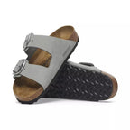 Sandales Arizona Big Buckle Cuir Étroite - Gris/Argent