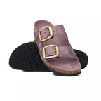 Sandales Arizona Big Buckle Cuir Étroite - Violet, Noir.