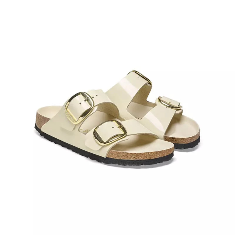 Sandales Arizona Big Buckle Cuir Étroite - Ecru/Beige