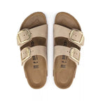Sandales Birkenstock Arizona Big Buckle Cuir Étroite - Beige/Gold
