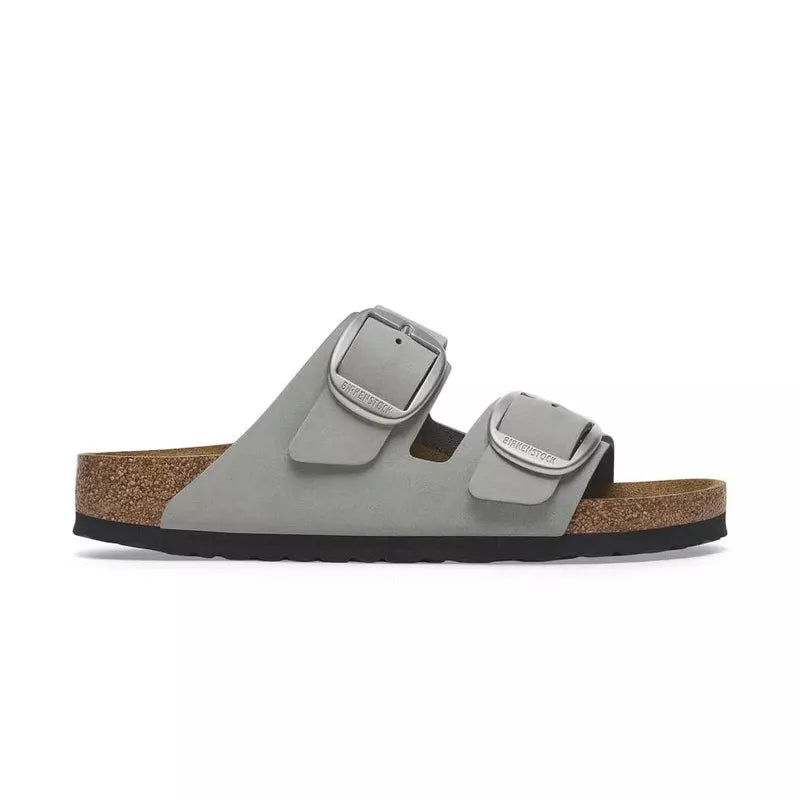 Sandales Arizona Big Buckle Cuir Étroite - Gris/Argent