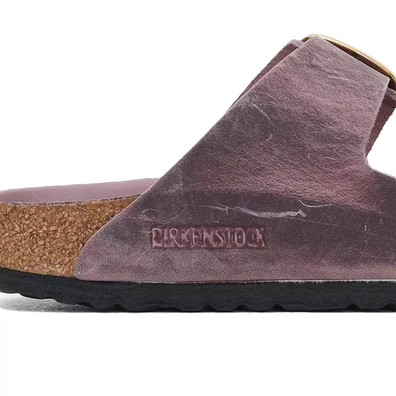 Sandales Arizona Big Buckle Cuir Étroite - Violet, Noir.
