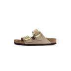 Sandales Birkenstock Arizona Big Buckle Cuir Étroite - Beige/Gold