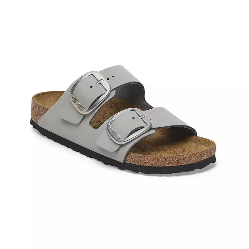 Sandales Arizona Big Buckle Cuir Étroite - Gris/Argent
