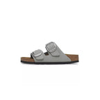 Sandales Arizona Big Buckle Cuir Étroite - Gris/Argent