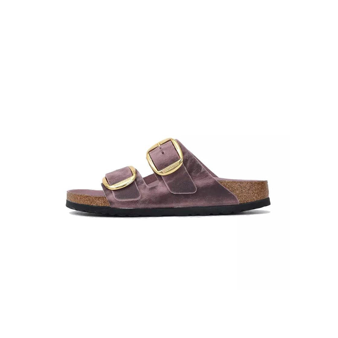 Sandales Arizona Big Buckle Cuir Étroite - Violet, Noir.
