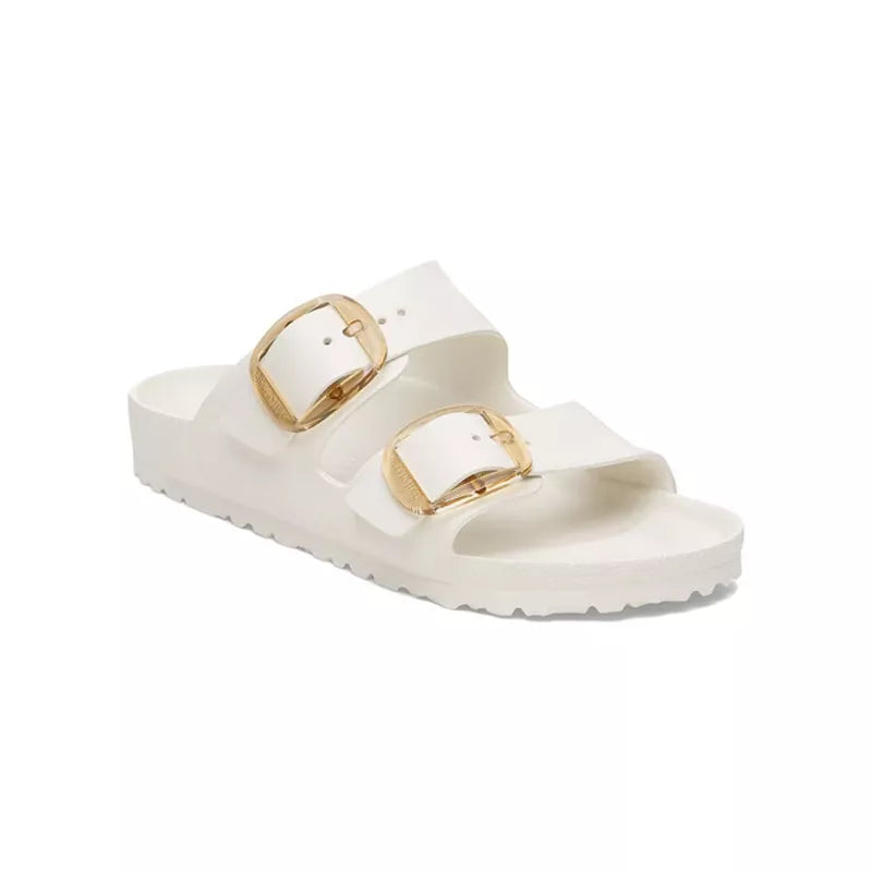 Sandales Femme Birkenstock Arizona Big Buckle Eva Étroite - Blanc, Doré .