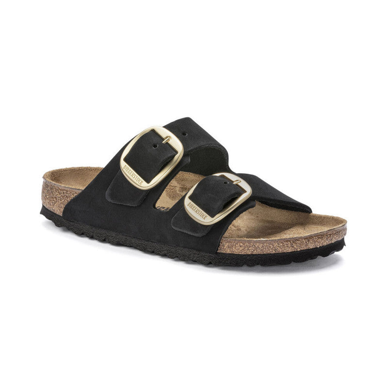 Sandales Arizona Big Buckle Étroite - Noir / Or