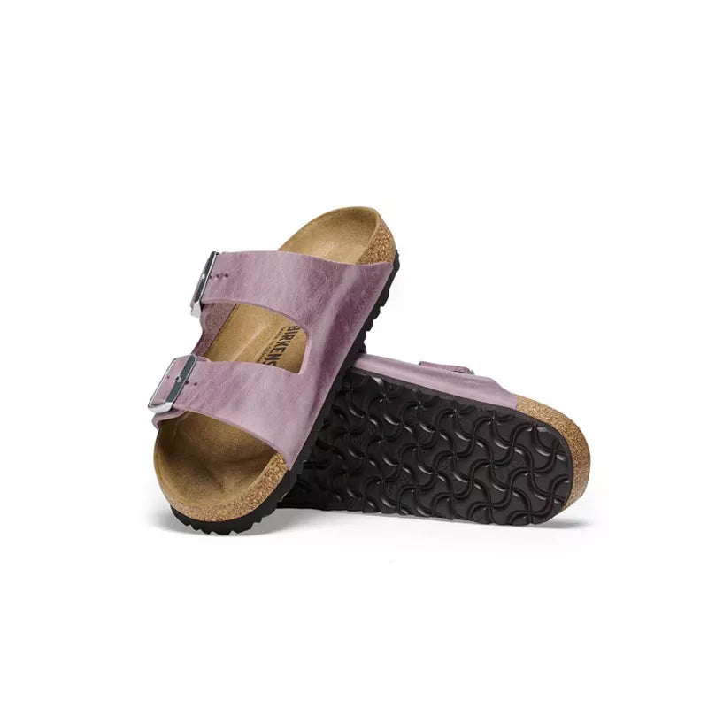 Sandales Arizona Cuir Étroite - Violet, Dorée