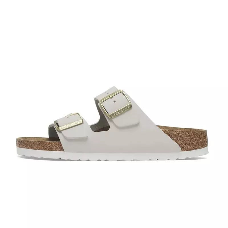 Sandales Arizona Cuir Nubuck Étroite - Gris Bleu/Blanc