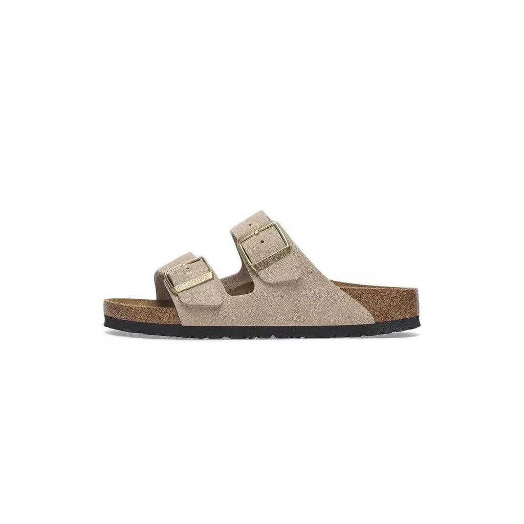 Sandales Femme Birkenstock Arizona Cuir Étroite - Beige/Gold