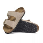 Sandales Femme Birkenstock Arizona Cuir Étroite - Beige/Gold