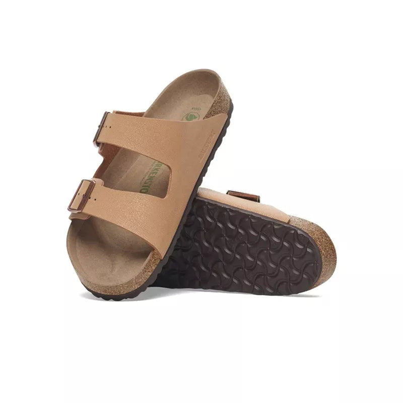 Sandales Birkenstock Arizona Vegan Synthetic Étroite - Marron/Noir