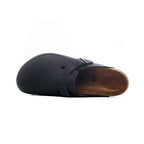 Sandales Birkenstock Boston Nl Suede Étroite - Noir Beige