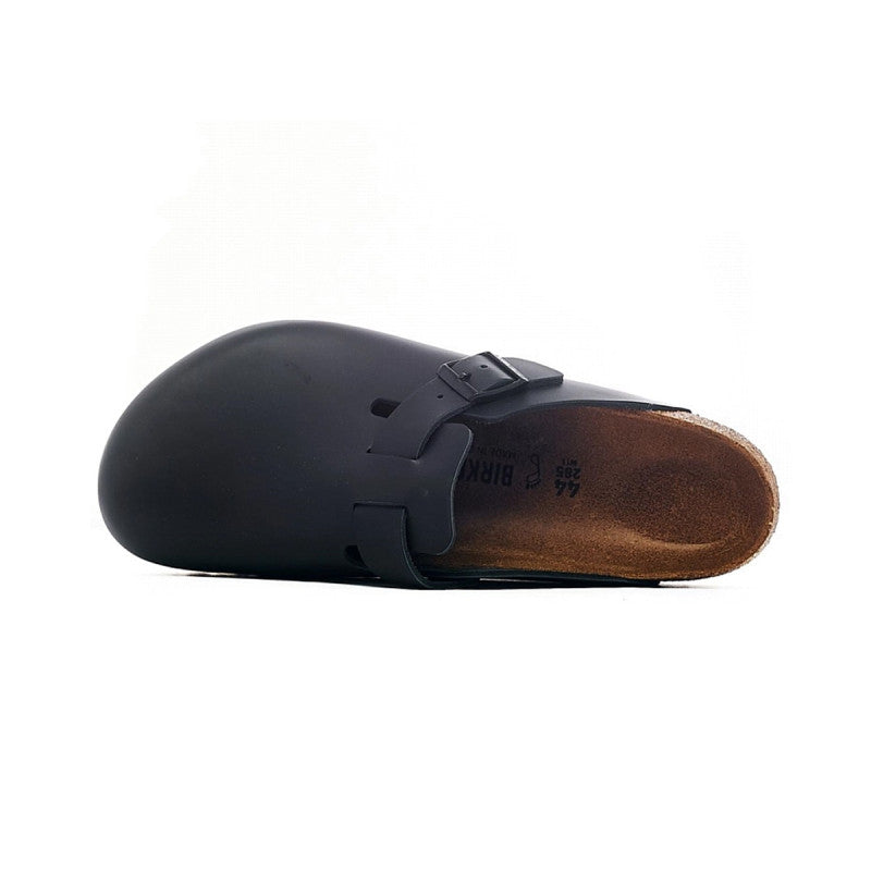 Sandales Birkenstock Boston Nl Suede Étroite - Noir Beige