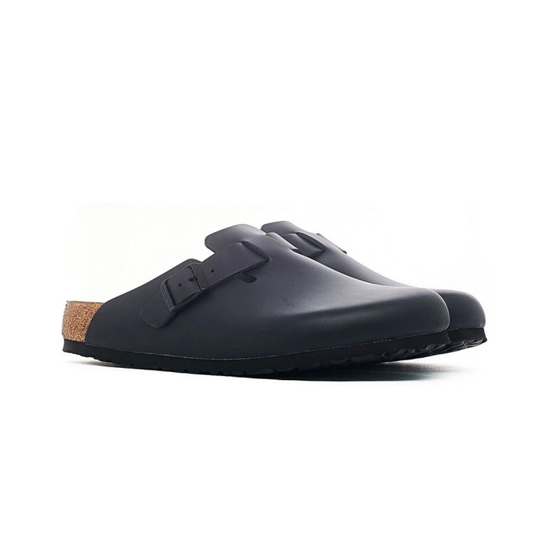 Sandales Birkenstock Boston Nl Suede Étroite - Noir Beige