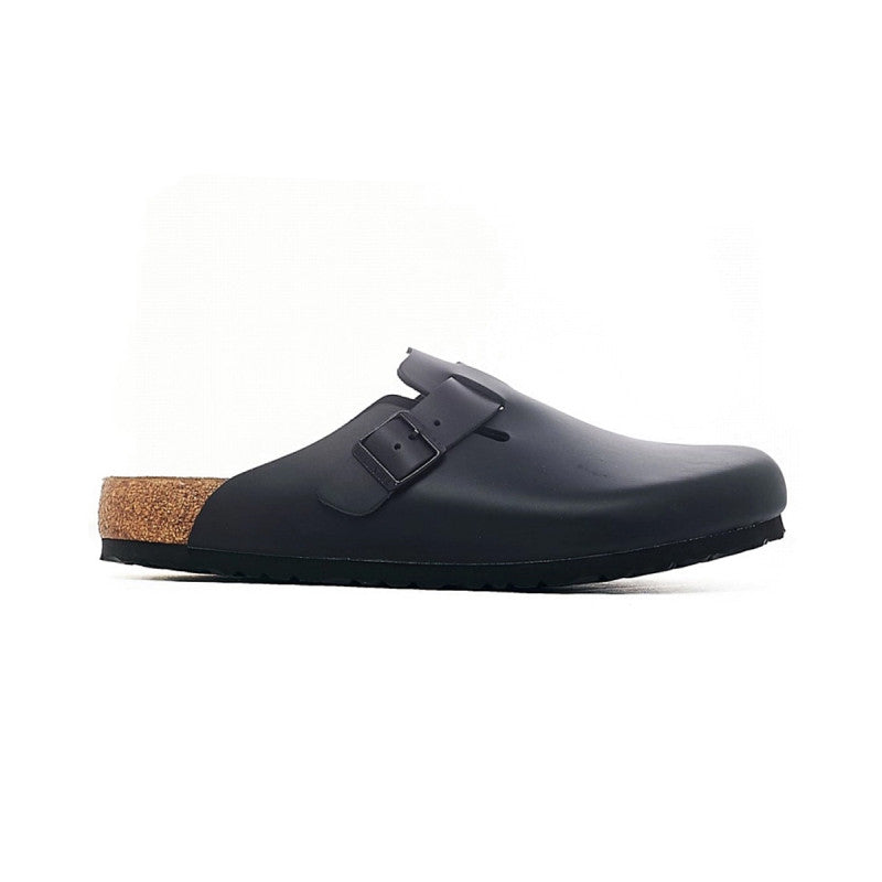 Sandales Birkenstock Boston Nl Suede Étroite - Noir Beige
