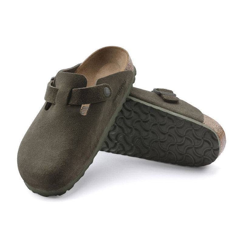 Chaussons Homme Birkenstock Boston Vl Suede Étroite - Vert