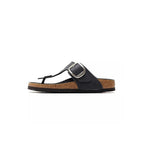 Sandales Gizeh Big Buckle Cuir - Noir Beige