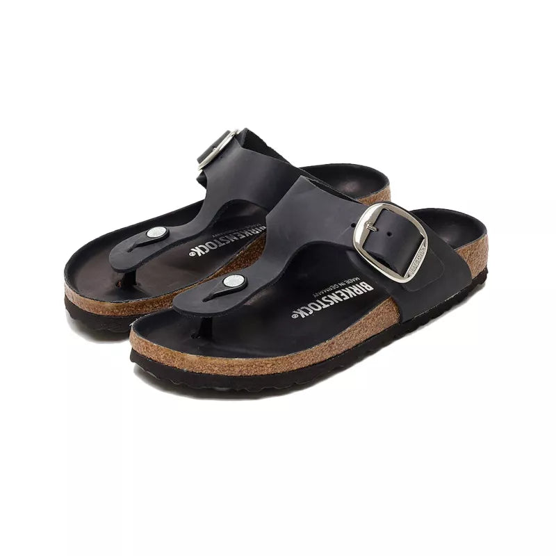 Sandales Gizeh Big Buckle Cuir - Noir Beige
