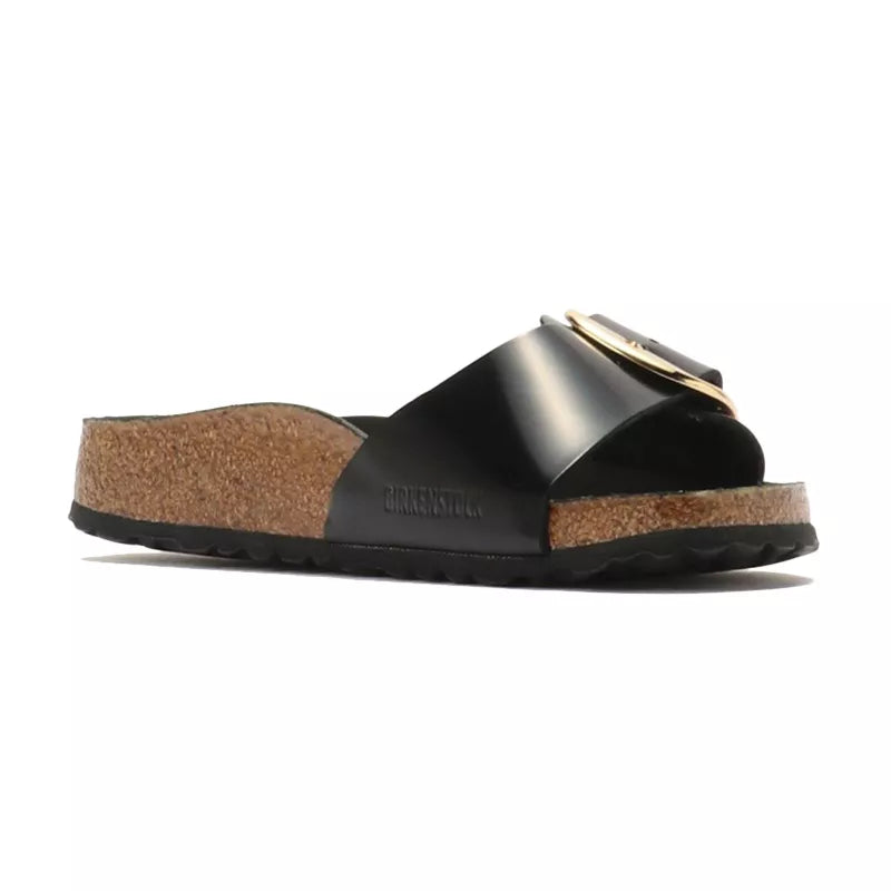 Sandales Femme Birkenstock Madrid Big Buckle Cuir - Noir Beige
