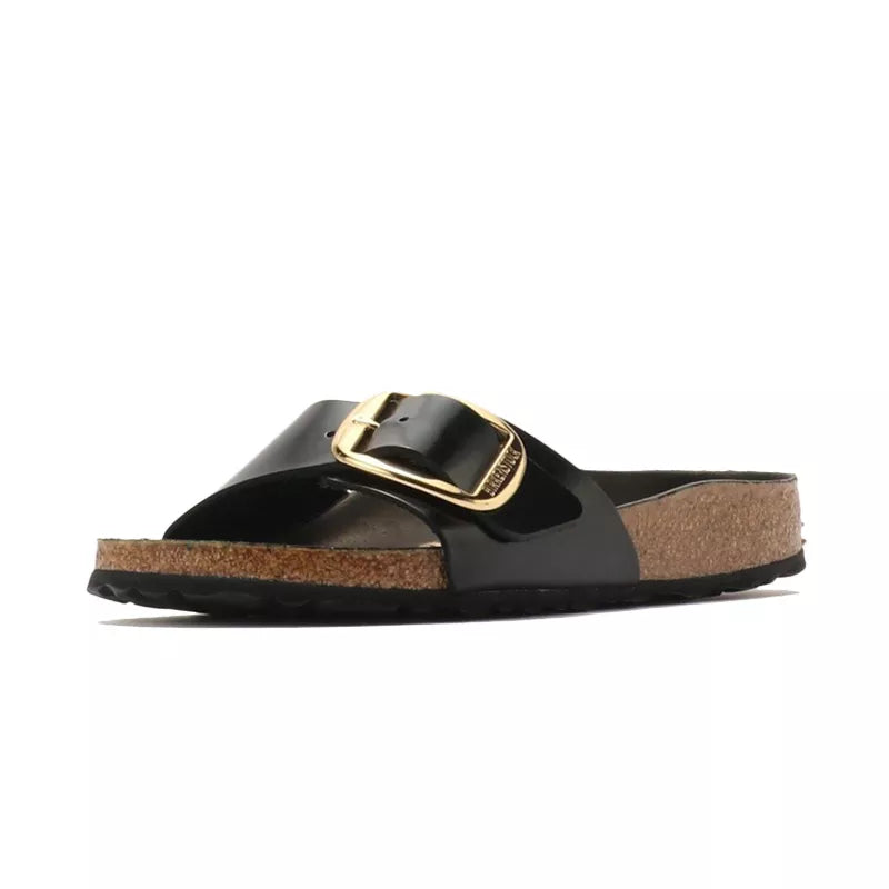 Sandales Femme Birkenstock Madrid Big Buckle Cuir - Noir Beige