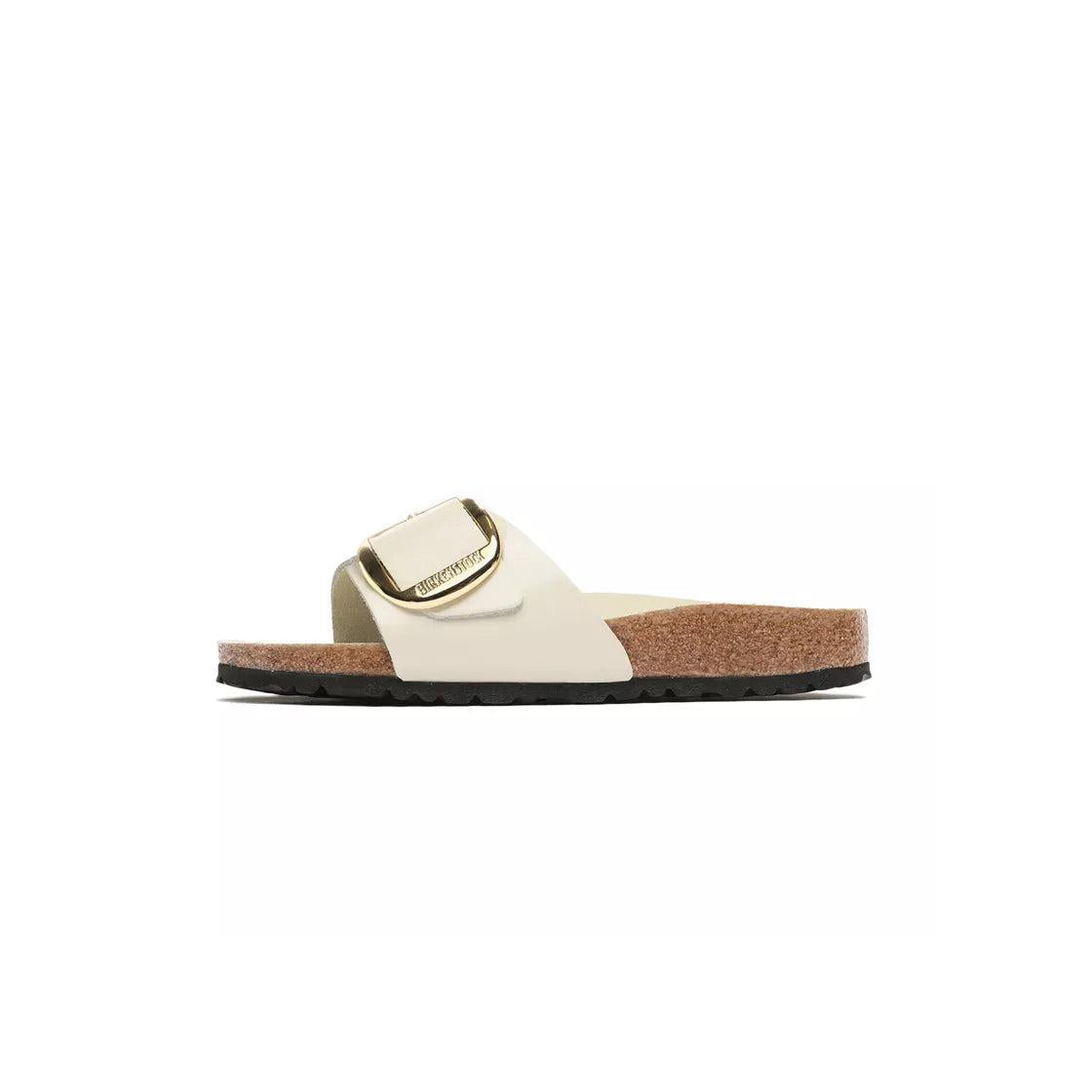 Sandales Madrid Big Buckle Cuir Étroite - Beige/Ecru