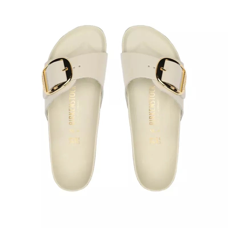 Sandales Madrid Big Buckle Cuir Étroite - Beige/Ecru