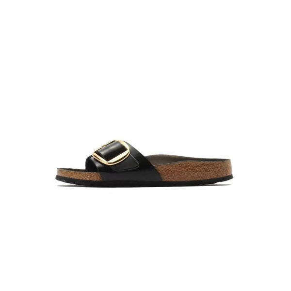 Sandales Femme Birkenstock Madrid Big Buckle Cuir - Noir Beige