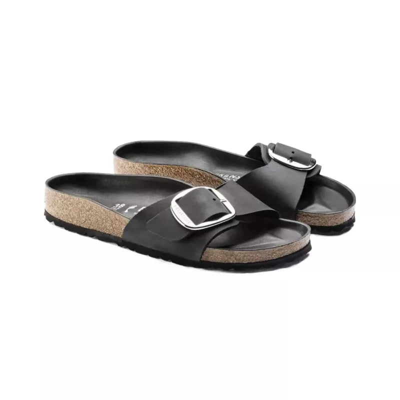 Sandales Madrid Big Buckle - Noir Beige
