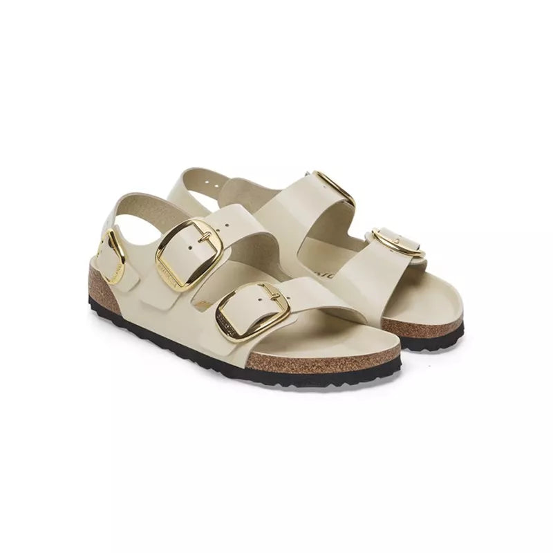 Sandales Milano Big Buckle Étroite - Ecru/Beige