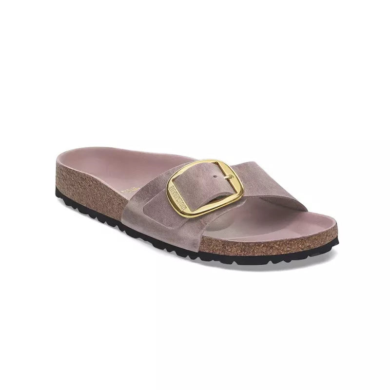 Mules Madrid Big Buckle Étroite - Violet, Dorée