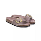 Mules Madrid Big Buckle Étroite - Violet, Dorée